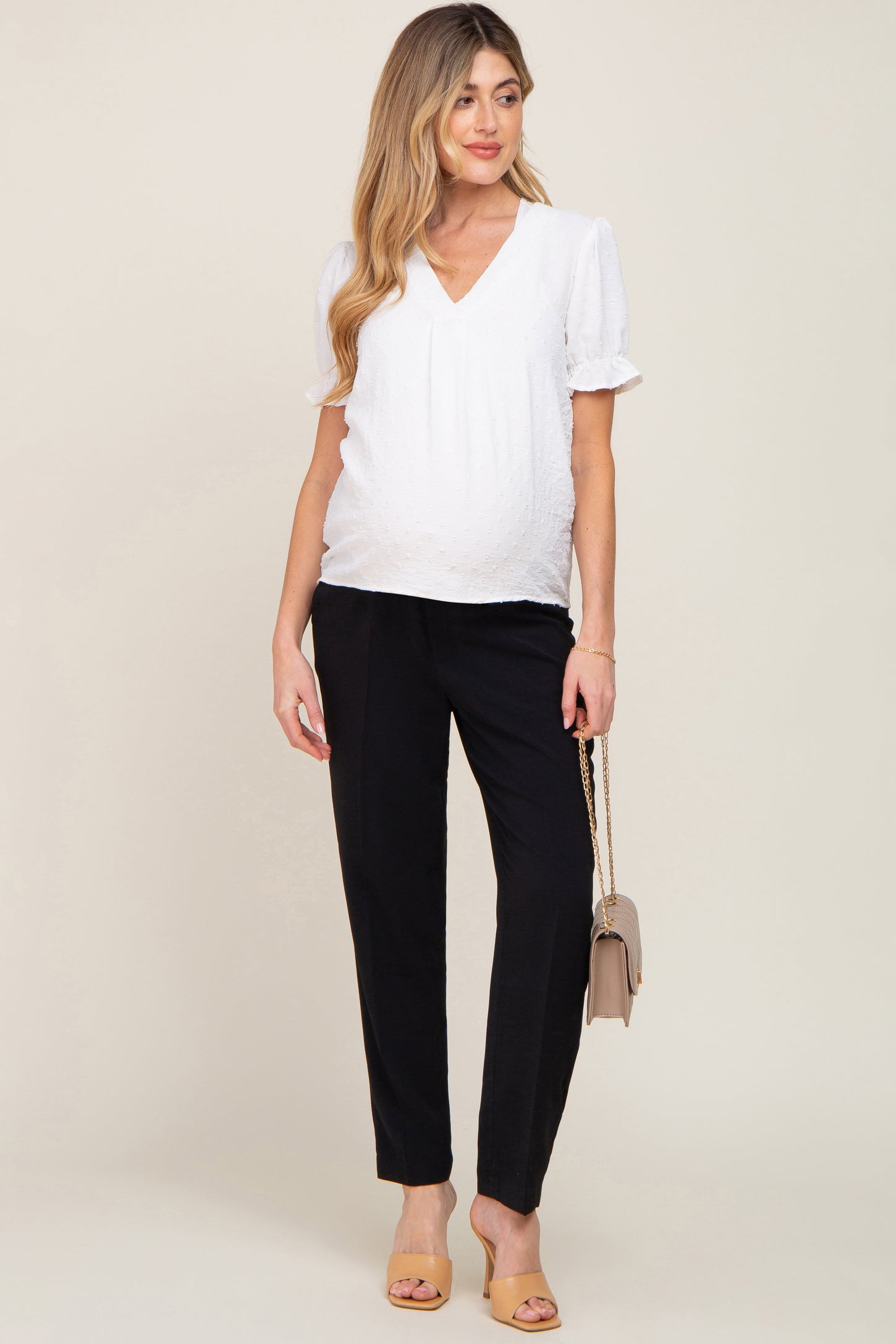 Black Cropped Maternity Dress Pants – PinkBlush