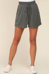 Olive Drawstring Waist Shorts