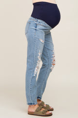 Light Wash Distressed Maternity Jeans