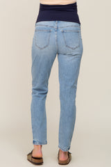 Light Wash Distressed Maternity Jeans