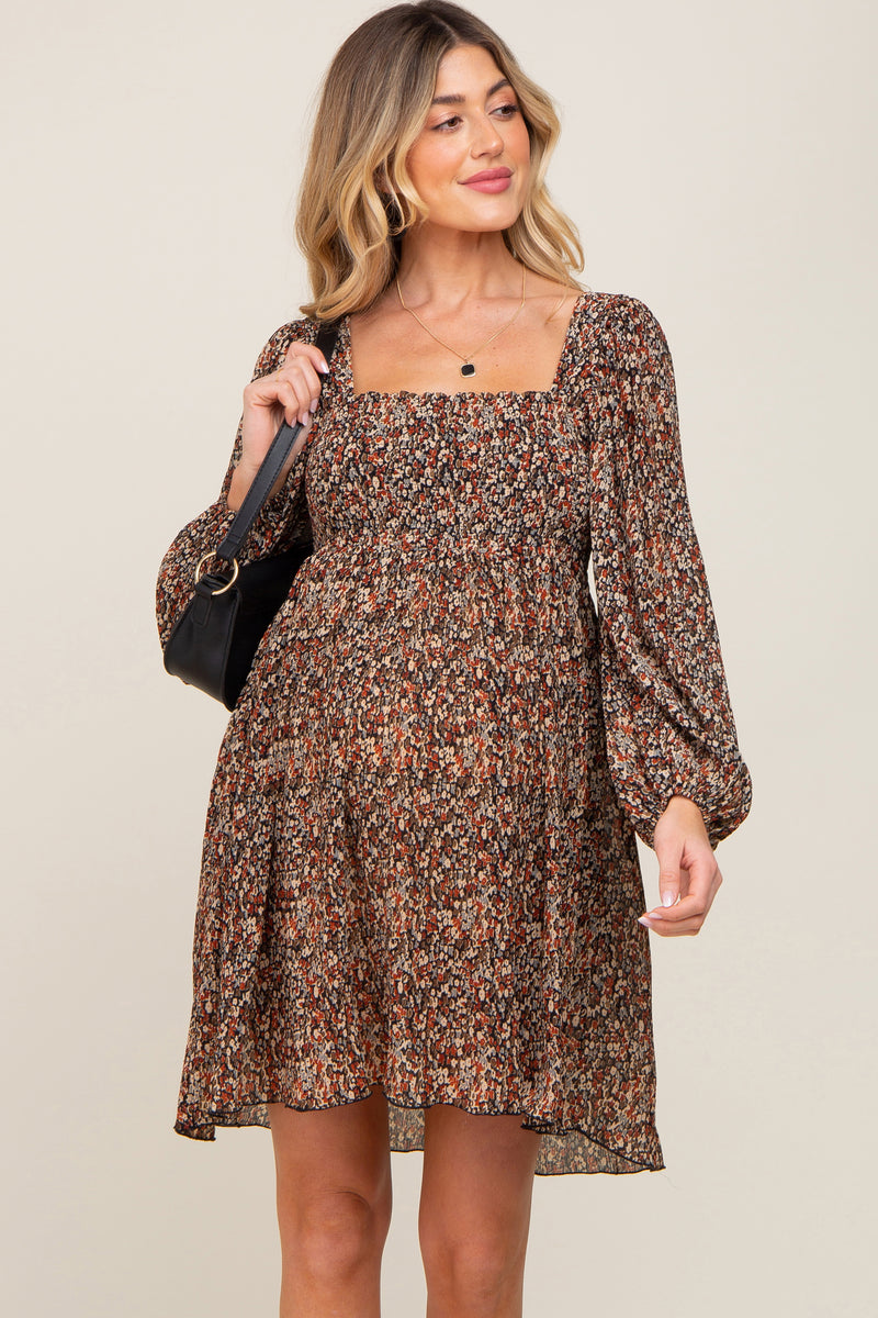 Black Floral Pleated Maternity Dress– PinkBlush