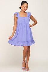 Lavender Sleeveless Textured Ruffle Maternity Dress