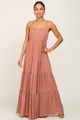 Rust Ditsy Floral Tiered Maxi Dress