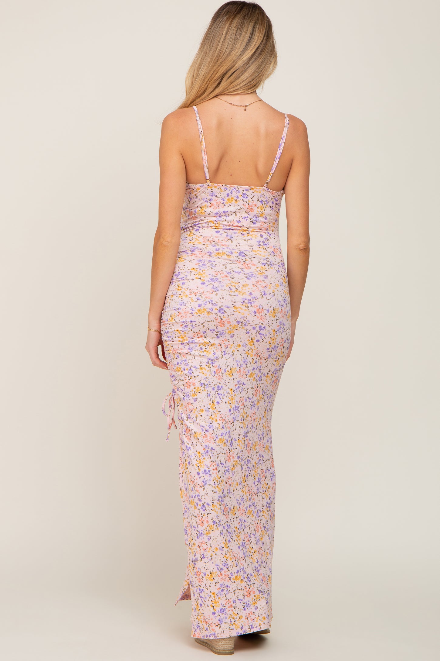 side ruched maternity maxi dress boohoo Women's Maternity Ruched Side Detail Maxi Dress in Chocolate | Size: 14