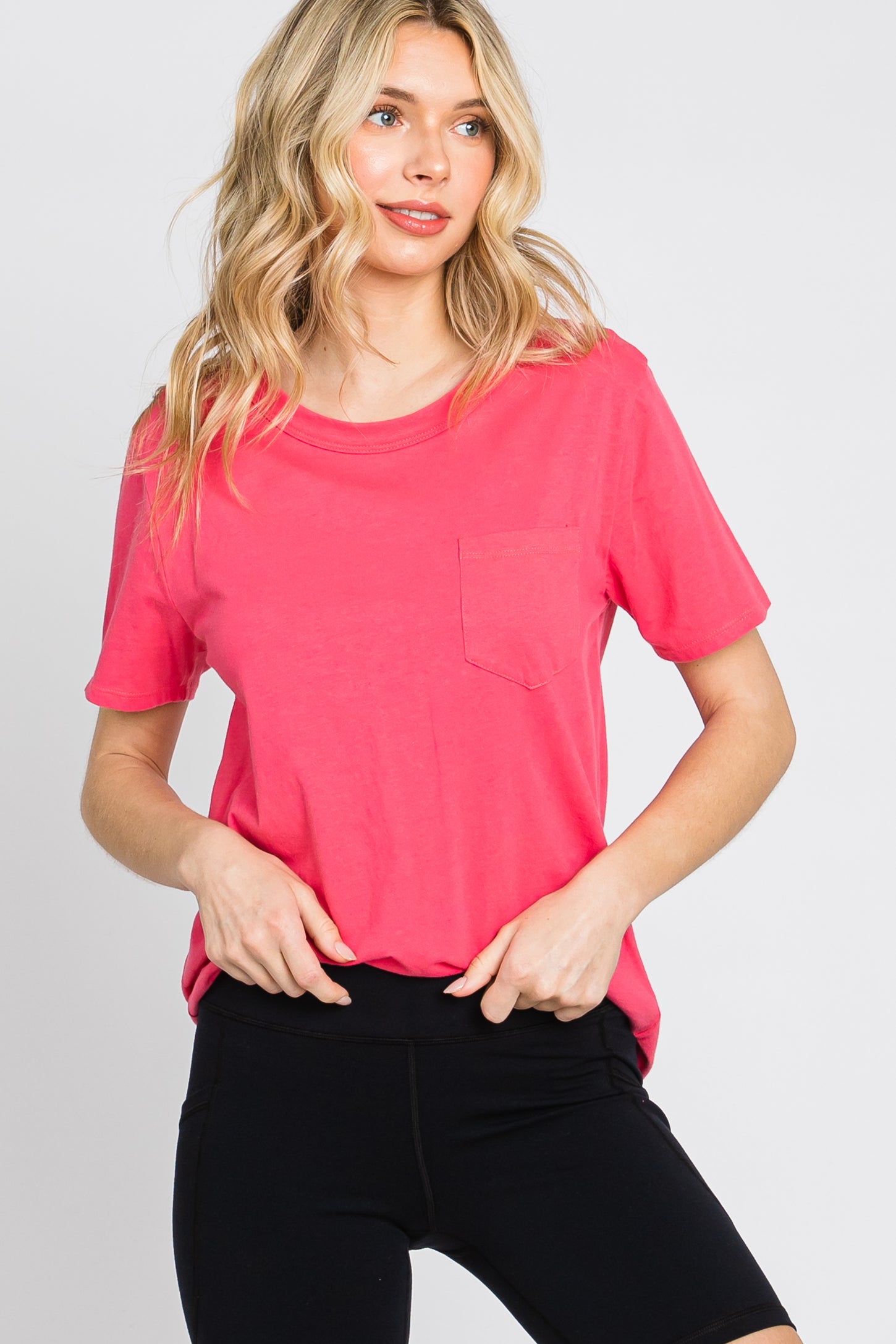 Pink Basic Plus Pink Basic Front Pocket T-Shirt – PinkBlush