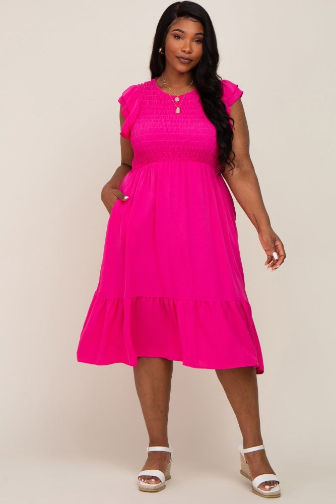 Plus Size Hot Pink Dresses, Plus Size Fuchsia Dresses