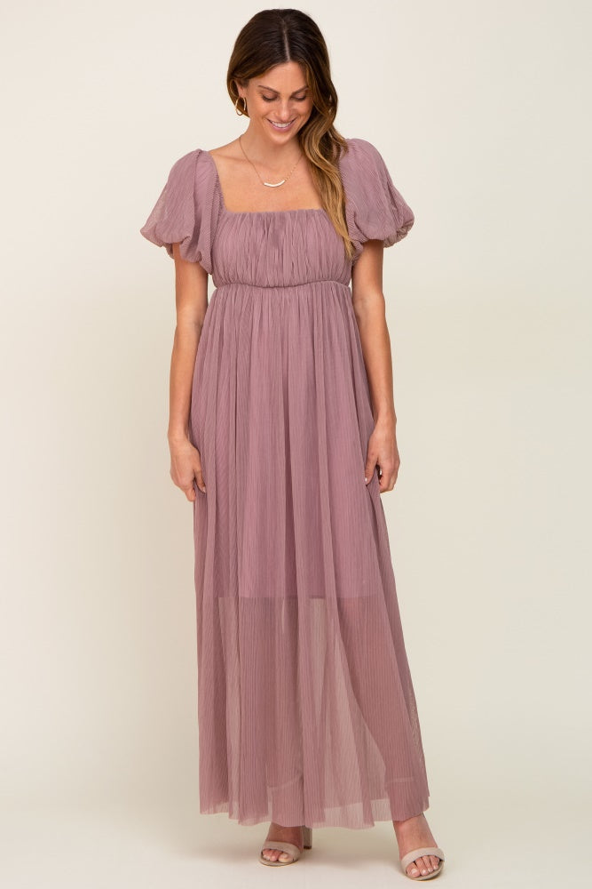 pleated puff sleeve dress Collar V-neck Pleated Puff Sleeve Midi Dress in Navy Sugar & Spice
