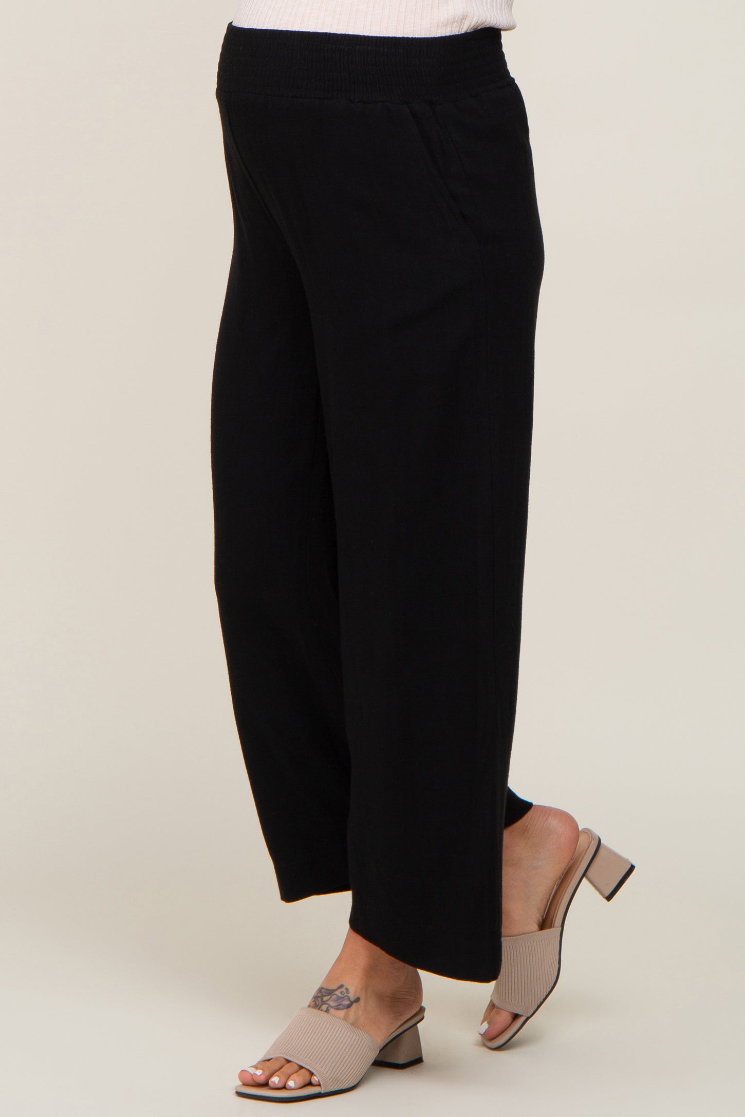 Black Wide Leg Maternity Pants PinkBlush