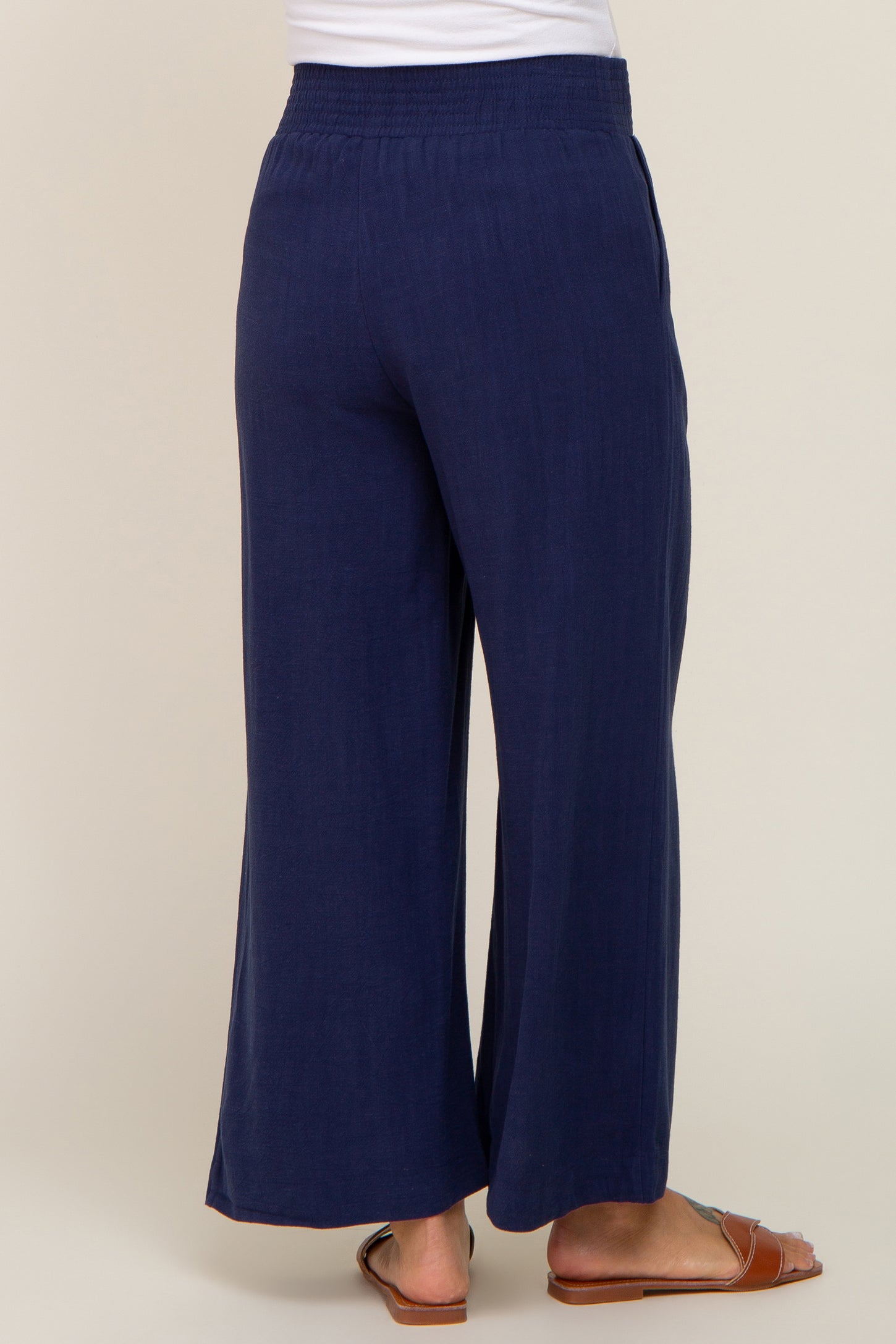 Navy Wide Leg Maternity Pants PinkBlush