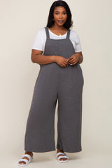 Charcoal Ribbed Maternity Plus Wide Leg Jumpsuit