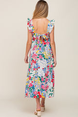 Multicolor Floral Ruffle Accent Maternity Maxi Dress
