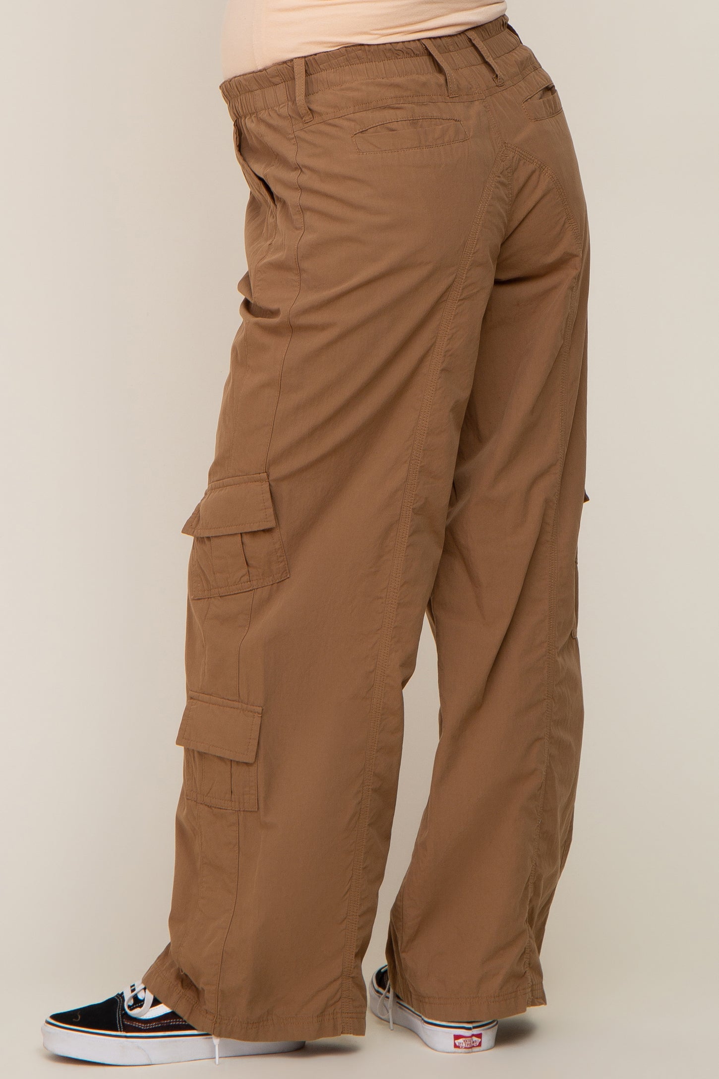 Taupe Cargo Elastic Waist Maternity Pants PinkBlush