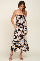 Black Floral Sleeveless Maxi Dress
