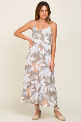 Grey Floral Sleeveless Maxi Dress