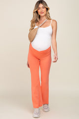 Coral Layered V-Front Maternity Leggings
