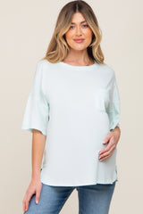 Mint Short Sleeve Pocketed Maternity Top