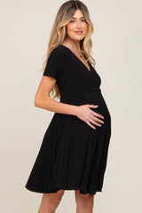 Black Pleated Maternity/Nursing Dress