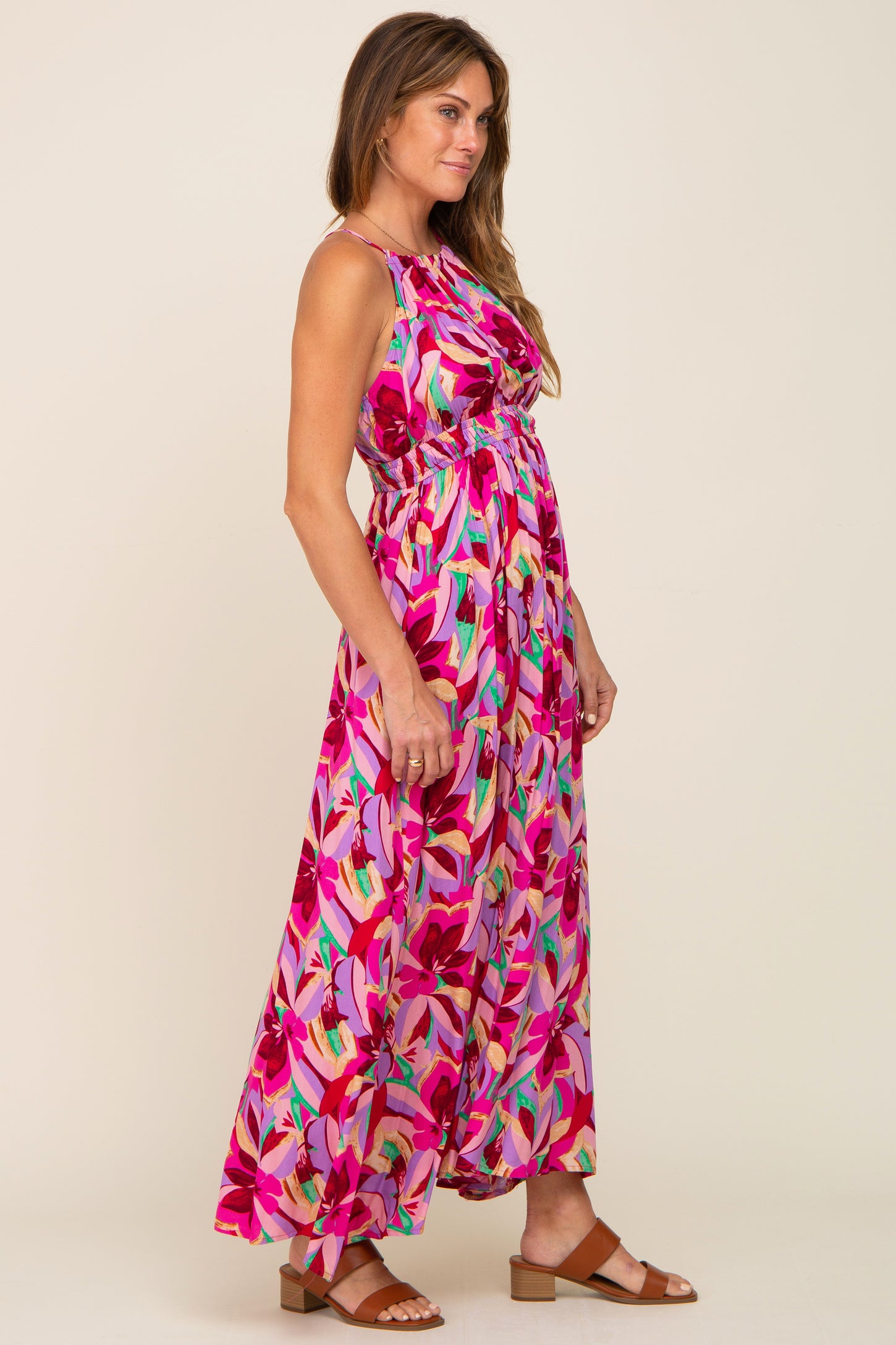 shirred halter dress Blue Shirred Gauze Halter Mini Dress
