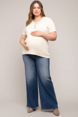 Navy Blue Maternity Plus Wide Leg Jeans