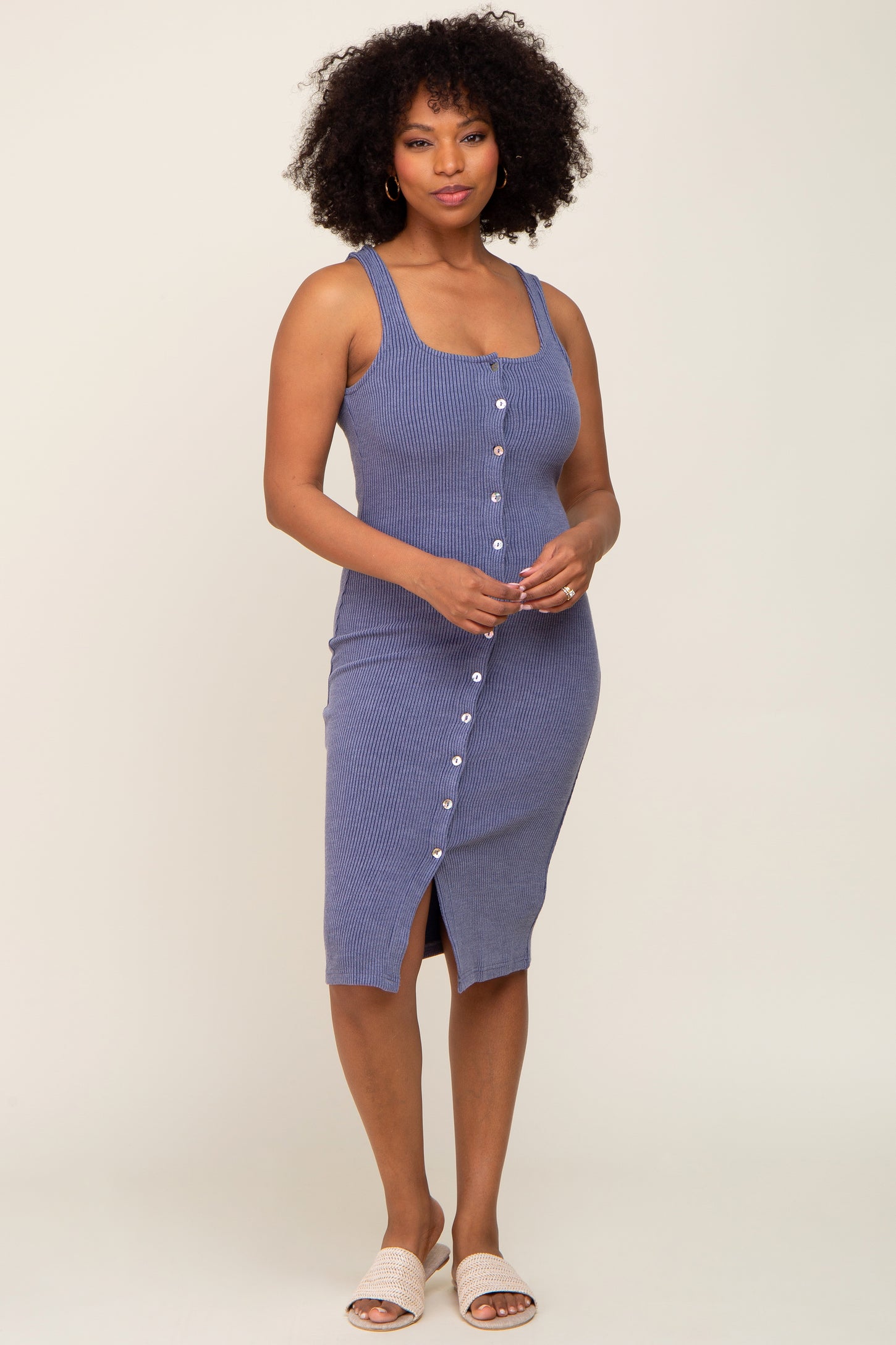 sleeveless button front midi dress Denim Collared Sleeveless Button Down Self Sash Tie Midi Dress *FINAL SALE*