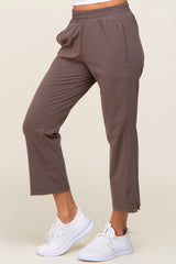 Brown Elastic Waist Capri Pants