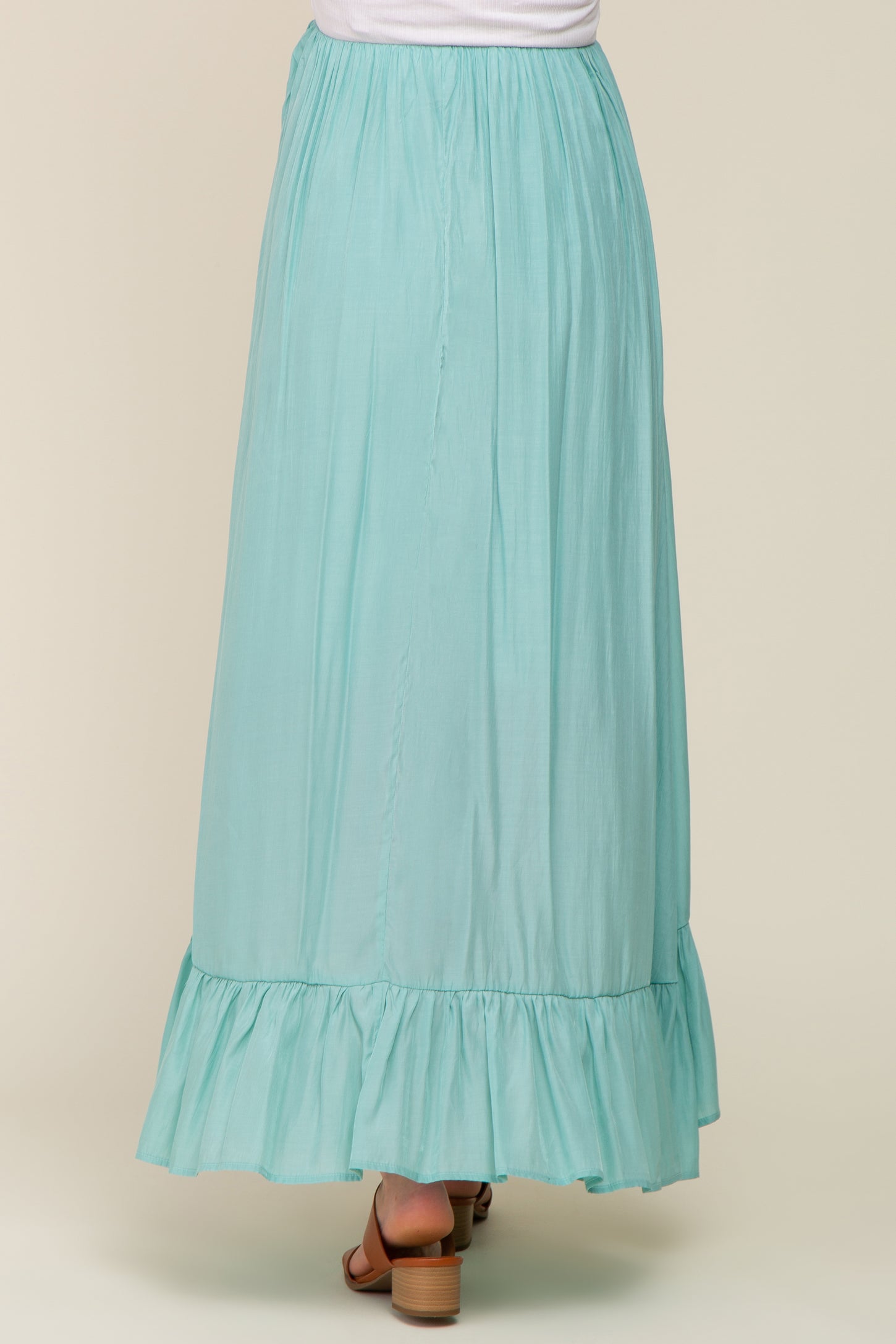 Sage Ruffle Hem Maternity Maxi Skirt