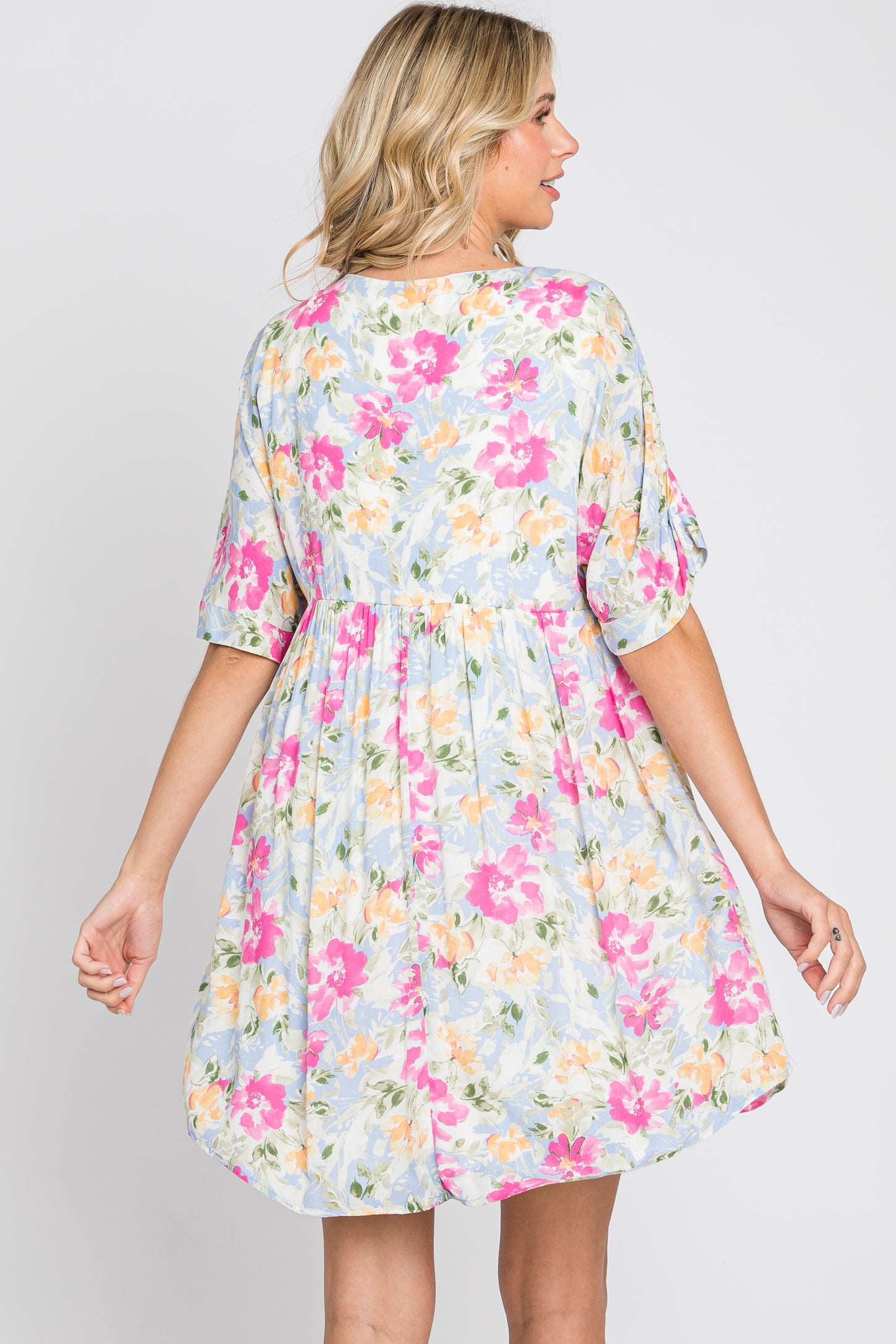 Blue Floral Babydoll Dress – PinkBlush
