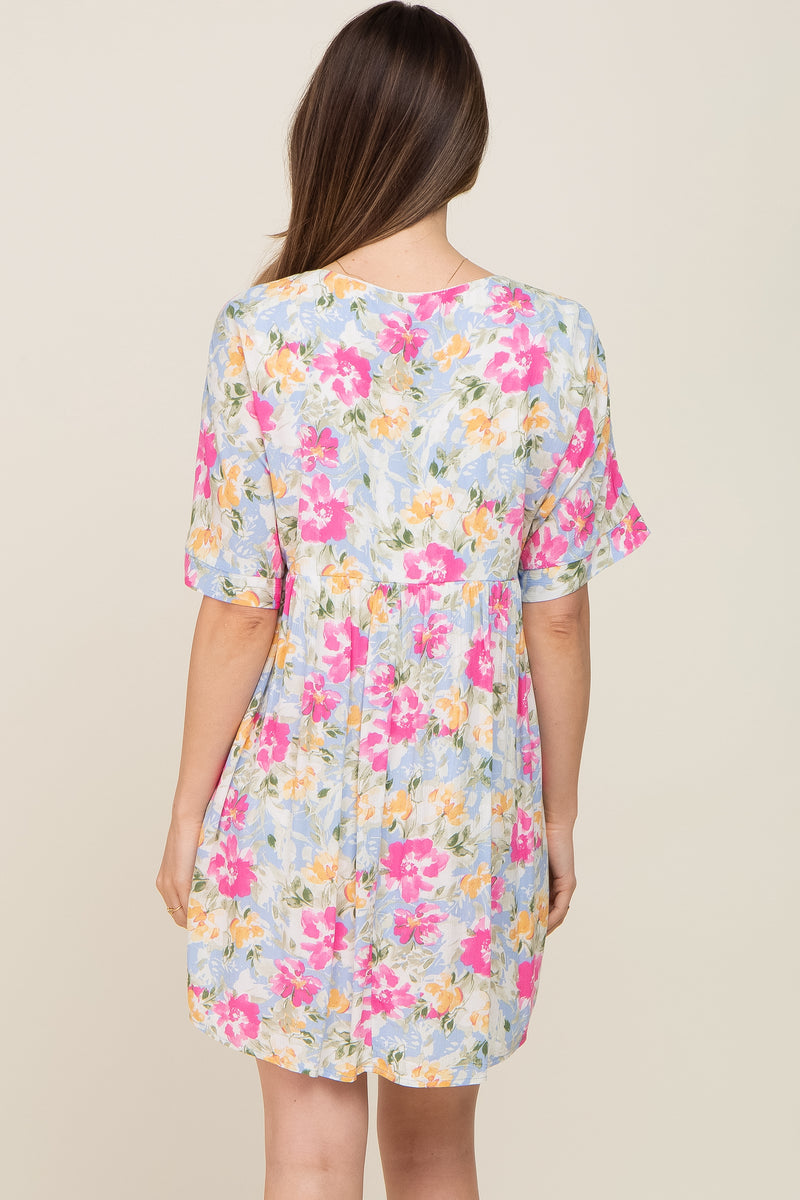 Blue Floral Babydoll Maternity Dress – PinkBlush