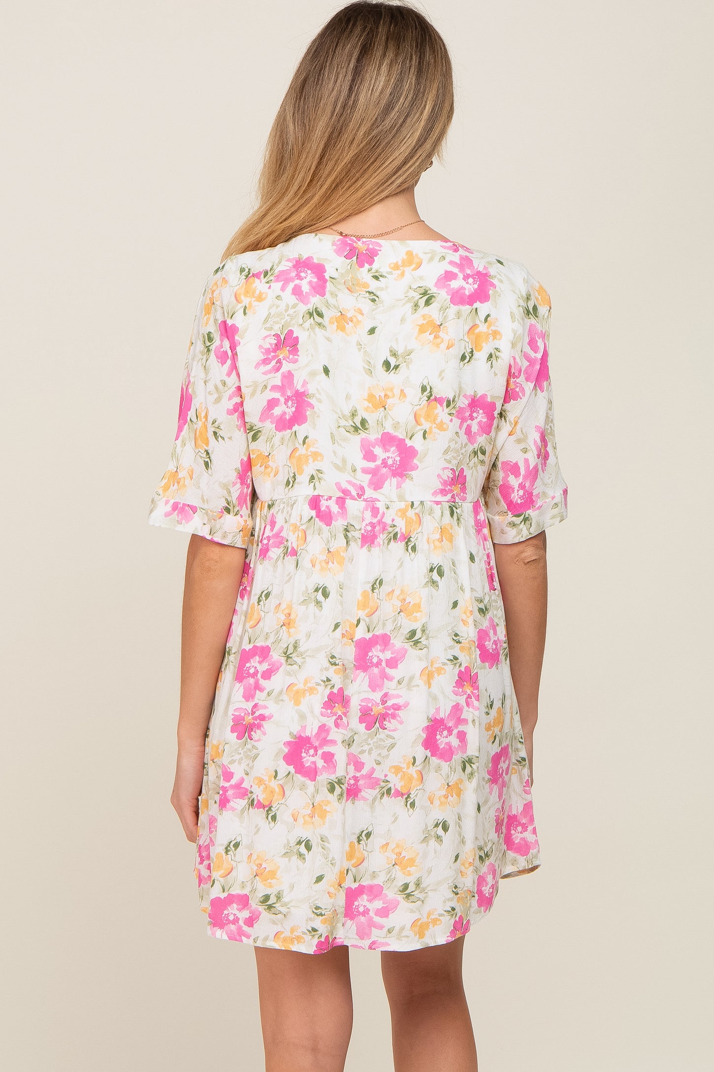 White Floral Babydoll Maternity Dress– PinkBlush