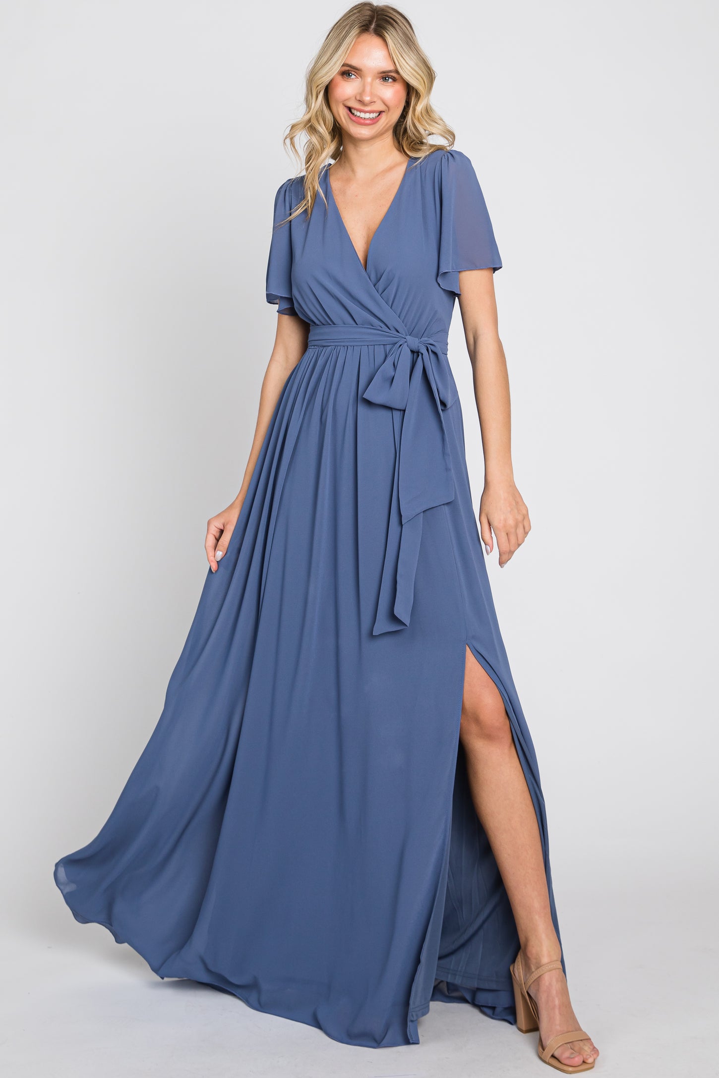 navy blue short sleeve maxi dress Wishlist Navy Blue Short Sleeve Boho Maxi Dress - Lace Trim