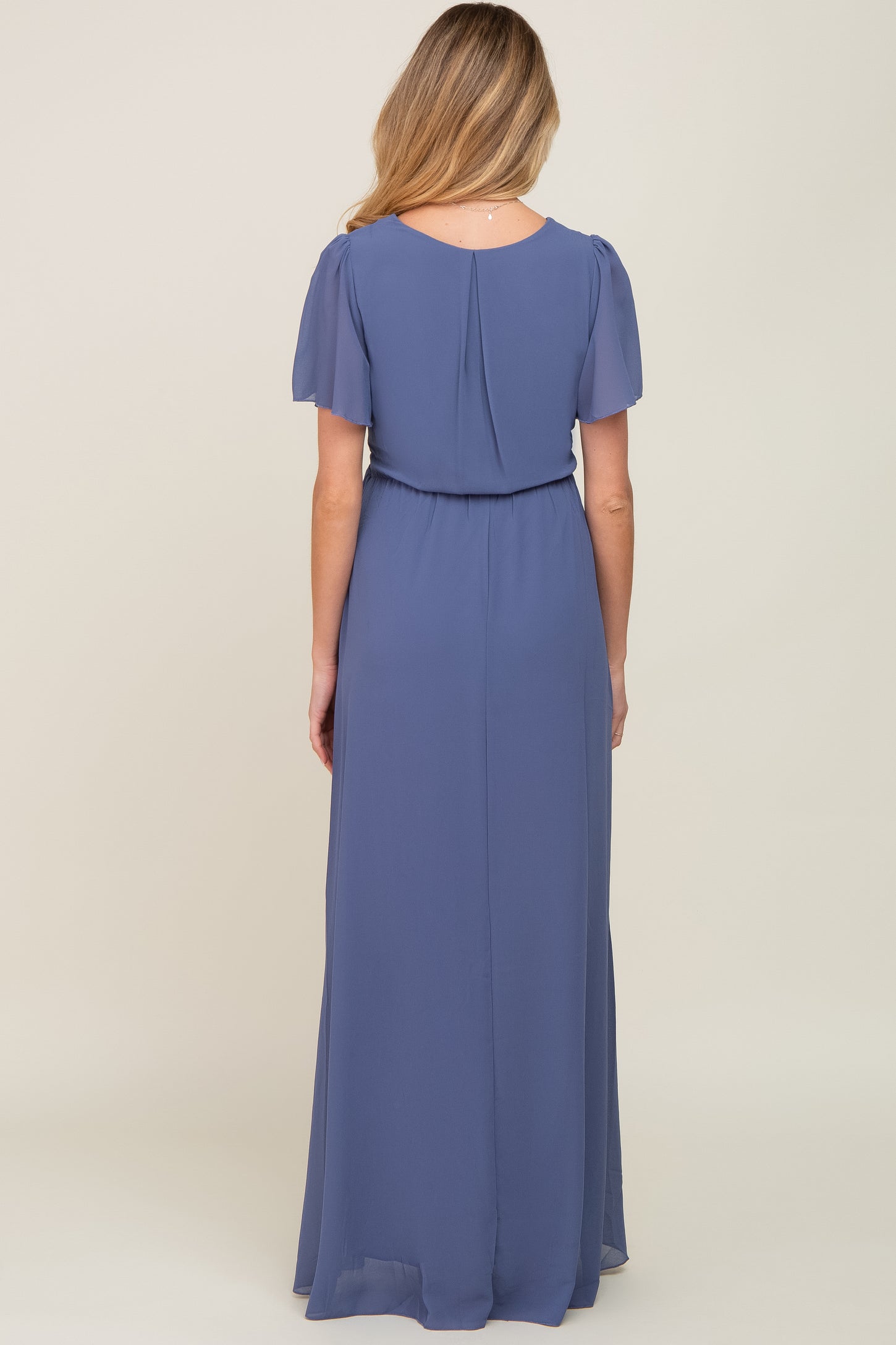 navy blue short sleeve maxi dress Navy Short Sleeve Cinched Waist Dress - Maxi Dresses