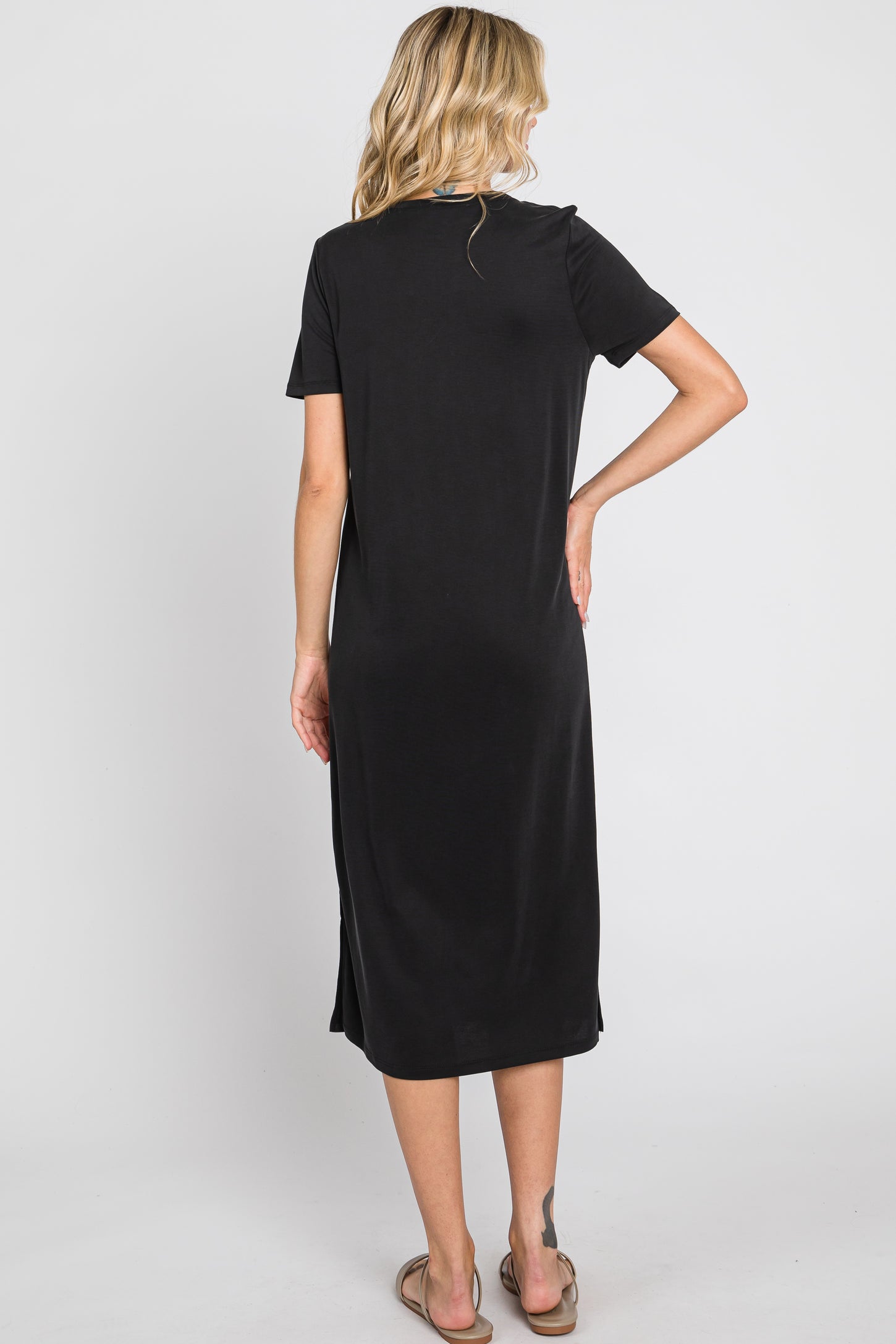 Black Shift Midi Dress – PinkBlush