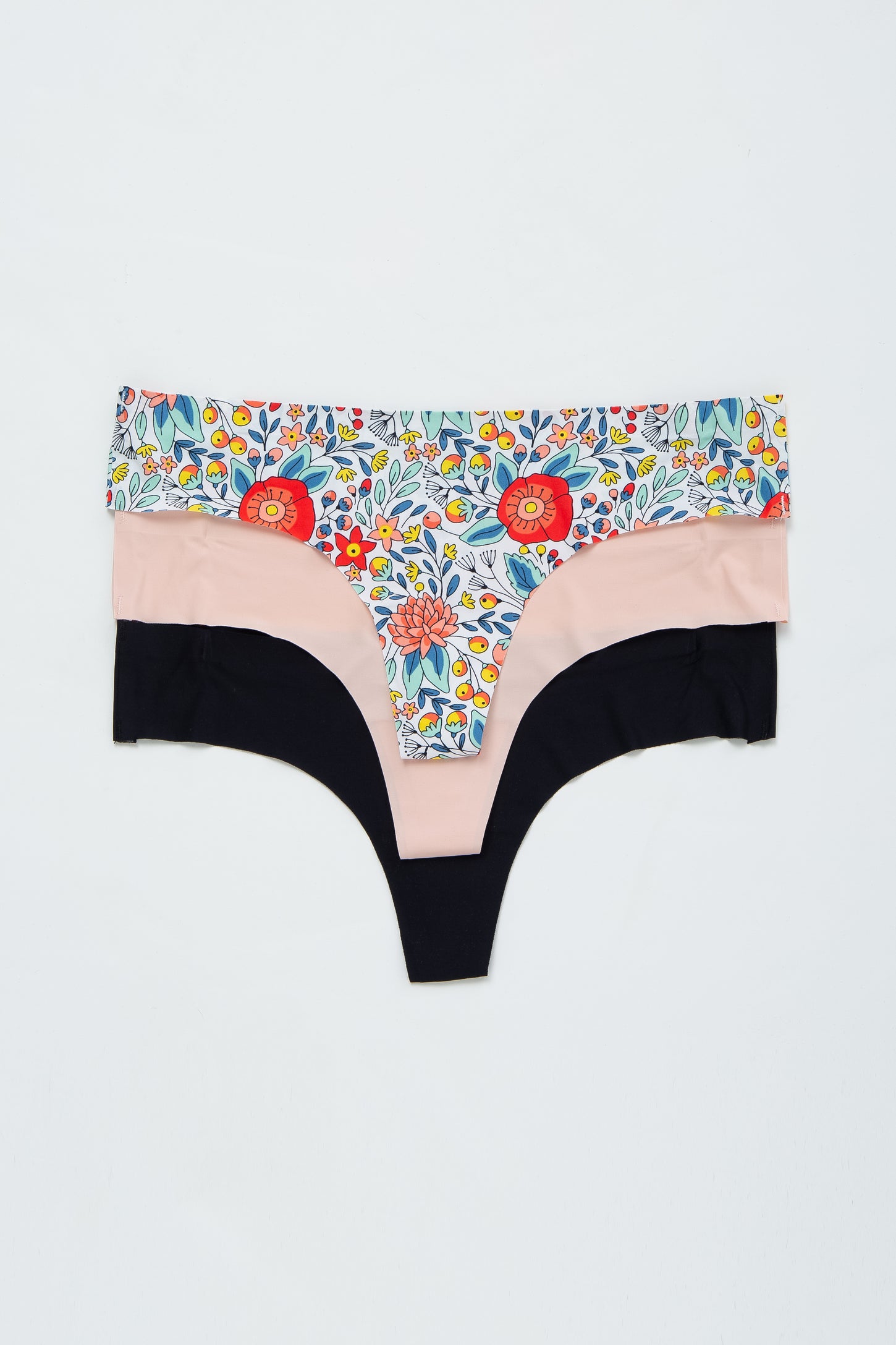 MultiColor Floral Seamless Maternity Thong Underwear Set PinkBlush