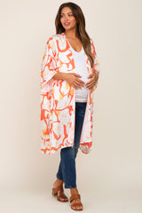 Orange Printed Dolman Sleeve Maternity Coverup