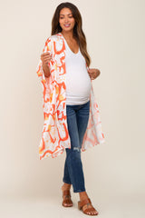 Orange Printed Dolman Sleeve Maternity Coverup