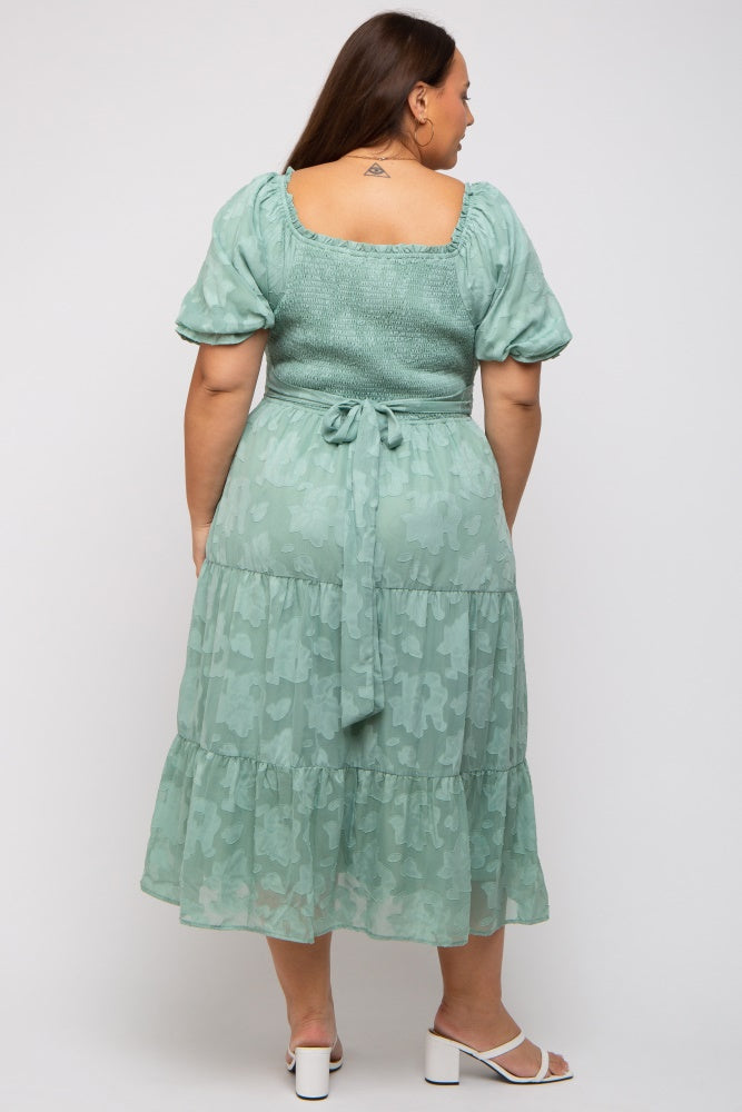 mint green plus size dress Elegant Pretty Sequin with Cape Sleeves and quietly enchanting Mint Green Floral Textured Tiered