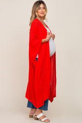 Red Open Front Long Maternity Coverup