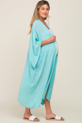 Mint Green Open Front Long Maternity Coverup