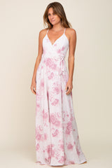 Mauve Floral Wrap Maxi Dress