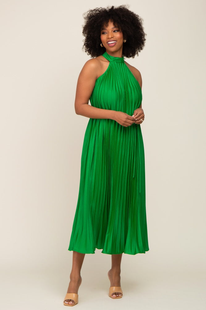 Green Pleated Halter Dress Green Pleated Halter Dress