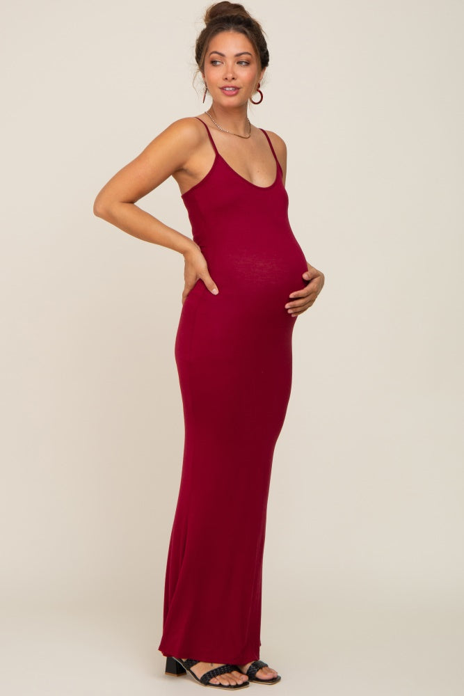Burgundy Basic Maternity Maxi Dress – PinkBlush