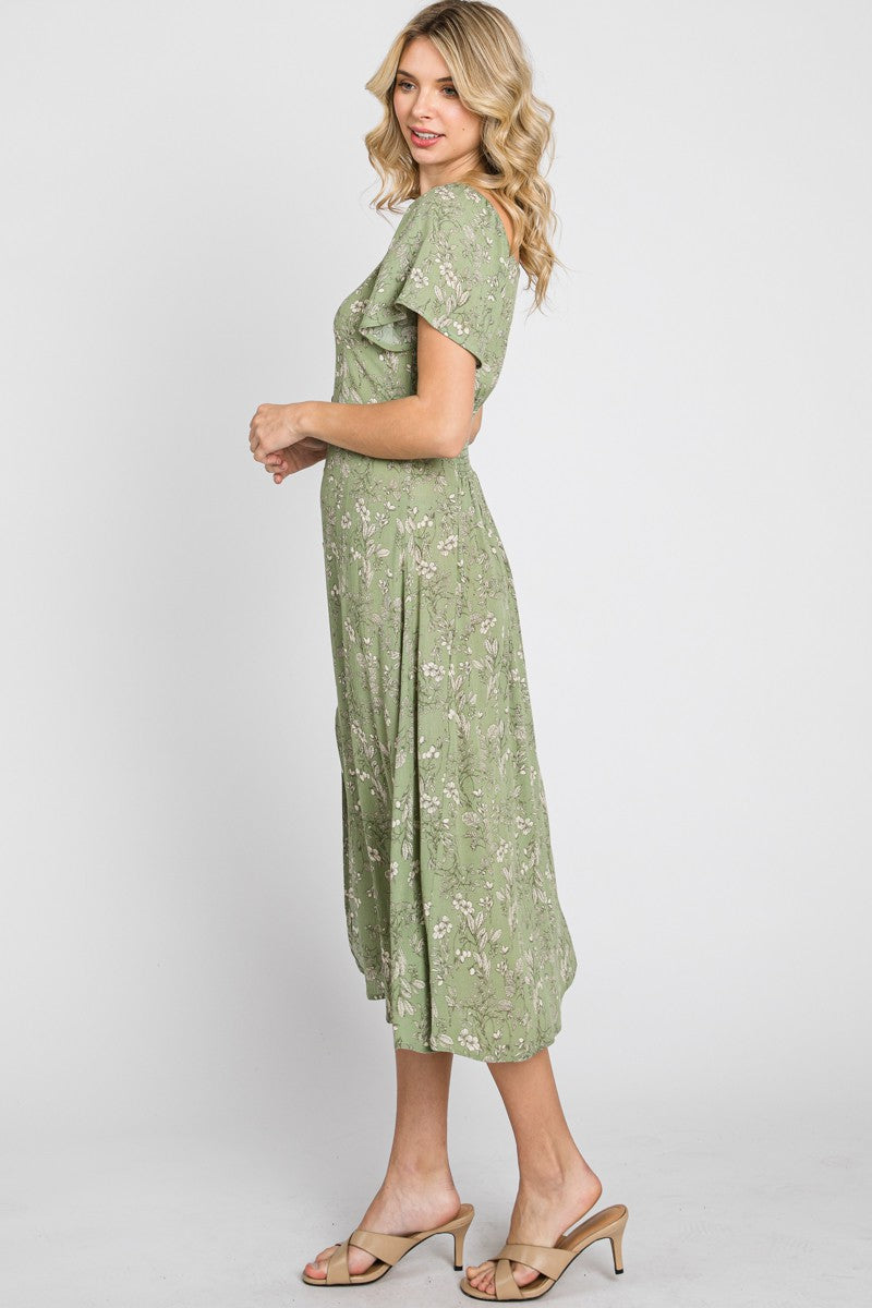 green floral button up dress Ditsy Floral Dress Green