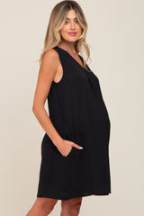 Black Sleeveless Pocketed Maternity Dress