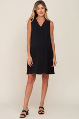 Black Sleeveless Pocketed Maternity Dress