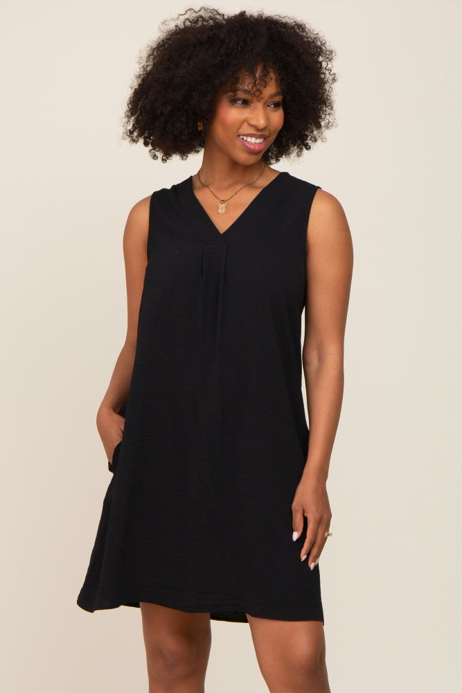 Black Sleeveless Pocketed Maternity Dress