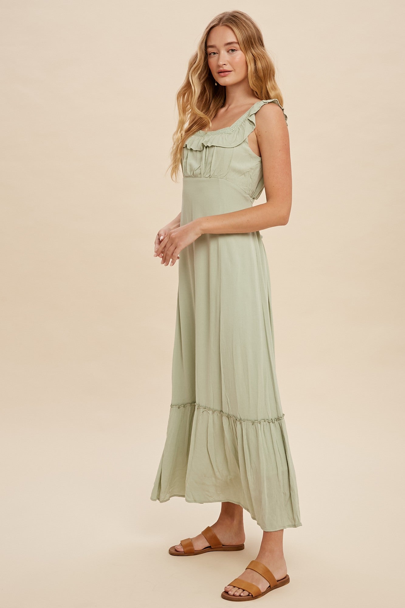 dusty sage midi dress Women's sage green Halter Midi Dress