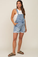 Blue Distressed Maternity Short Overalls