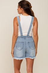 Blue Distressed Maternity Short Overalls