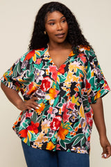 Black Floral V-Neck Maternity Plus Blouse