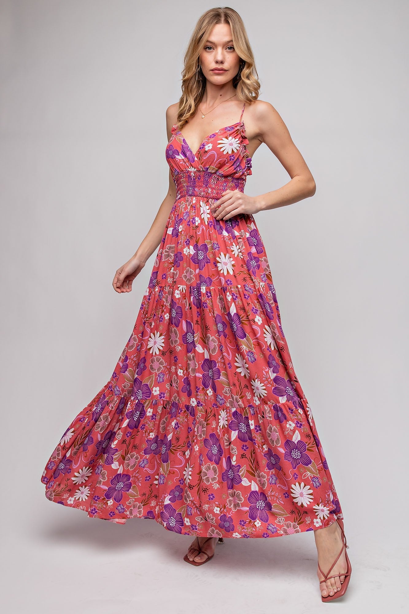 Pink Floral Printed Maxi Dress– PinkBlush